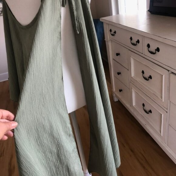 High-low Flowy Green Dress Casual Tank with Spagetti Straps NWOT - Picture 3 of 5